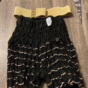 Square dance panties with gold trim and gold belt size small